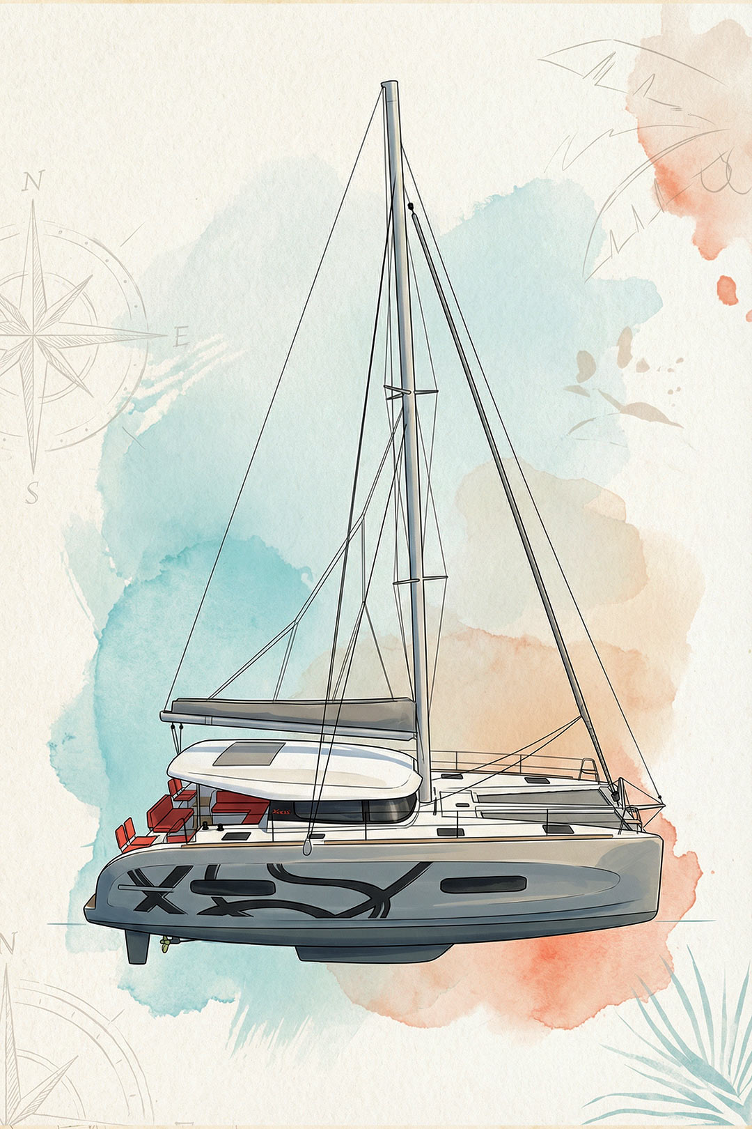 Vue de côté catamaran