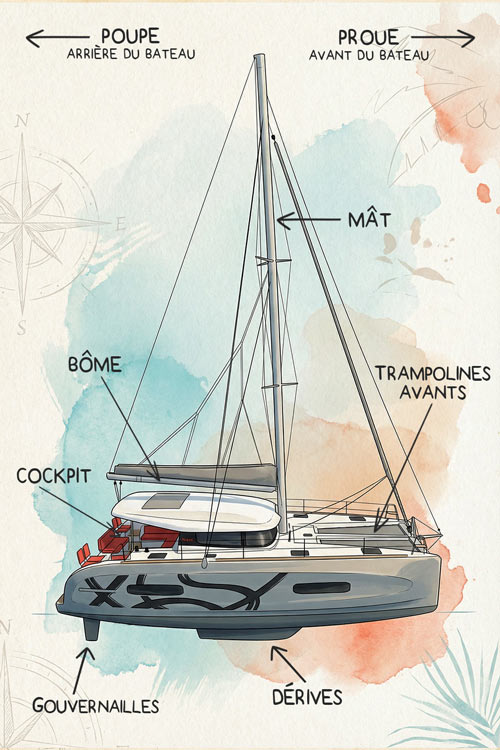 Vue de côté catamaran