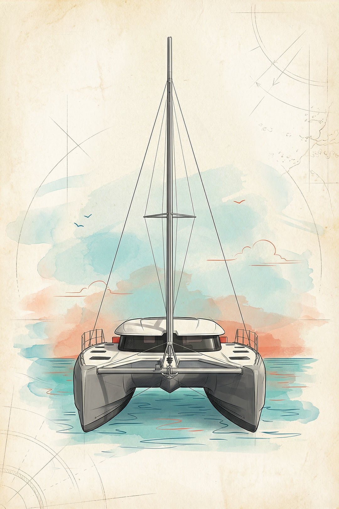 Vue de face catamaran