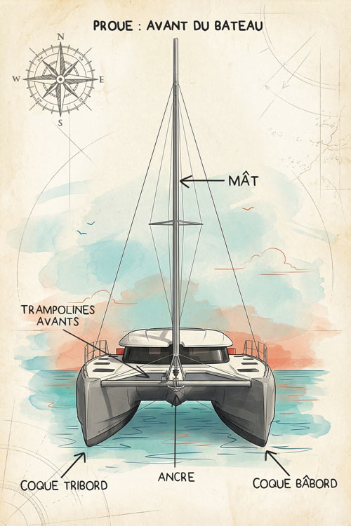 Vue de face catamaran